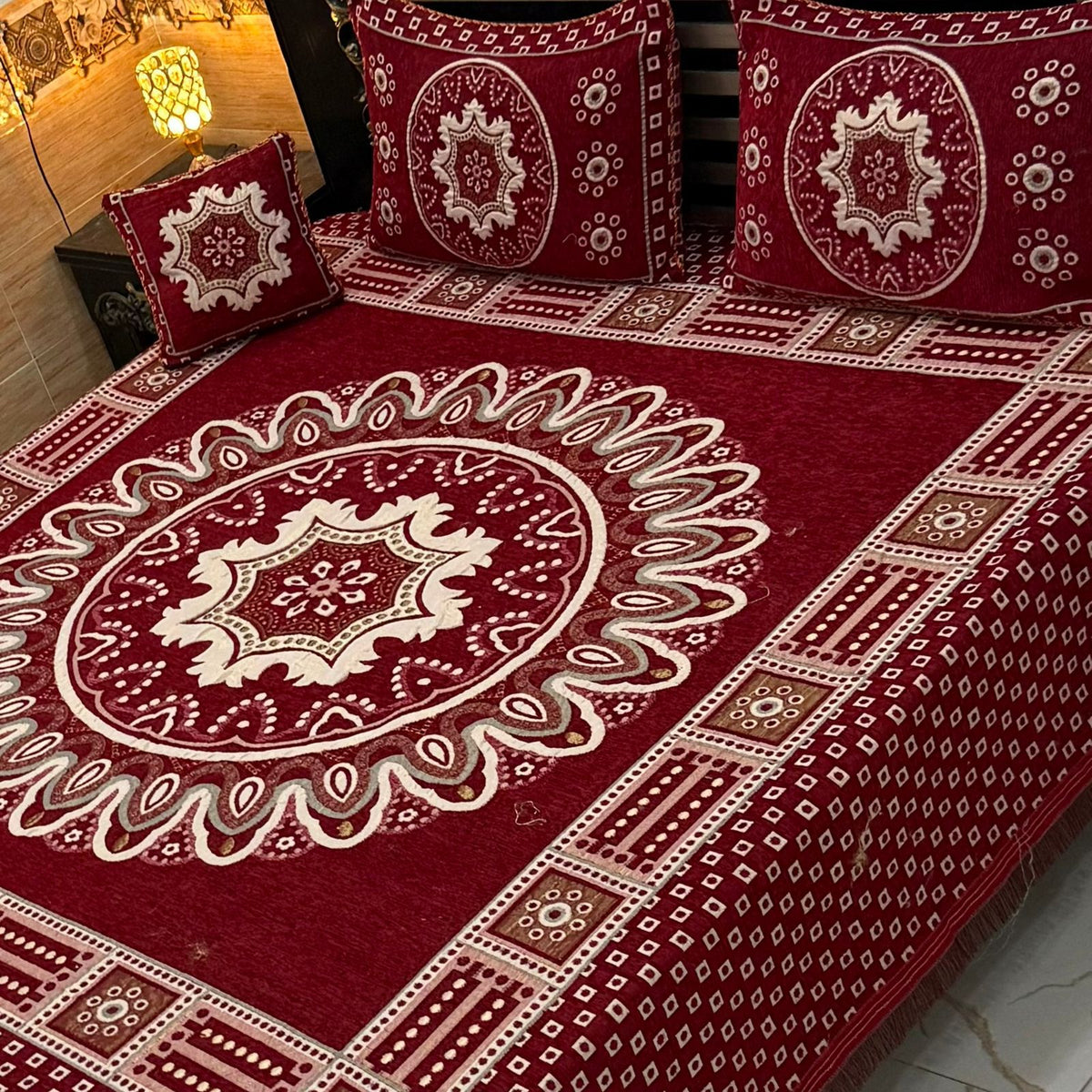 4 pc velvet jacquard bedsheet