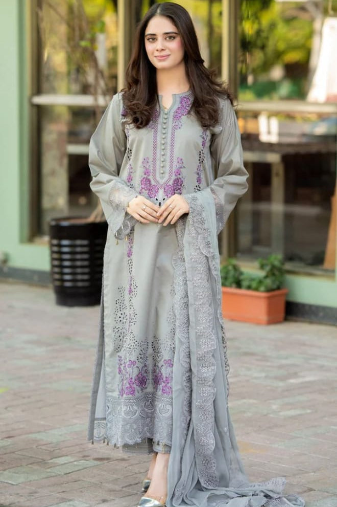 Premium 3-Piece Embroidered Dhanak Collection