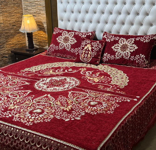 4 pc velvet jacquard bedsheet