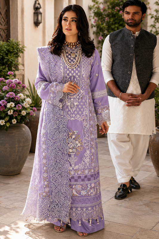 Premium 3-Piece Embroidered Dhanak Collection