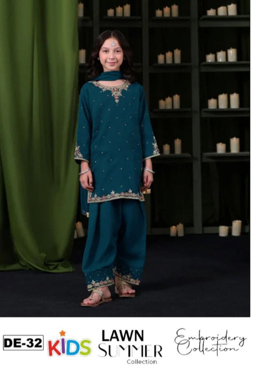 Girls Embroidered Summer Suit | Lightweight & Comfortable | Age 4–12 Years