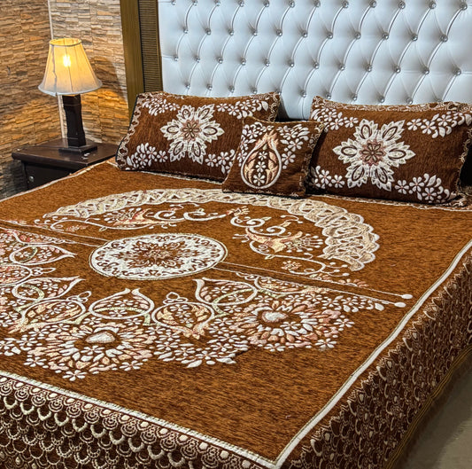 4 pc velvet jacquard bedsheet