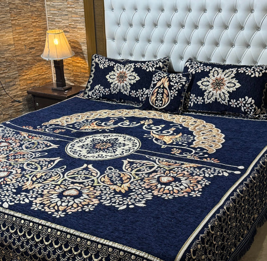 4 pc velvet jacquard bedsheet