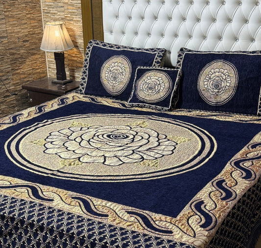4 pc velvet jacquard bedsheet