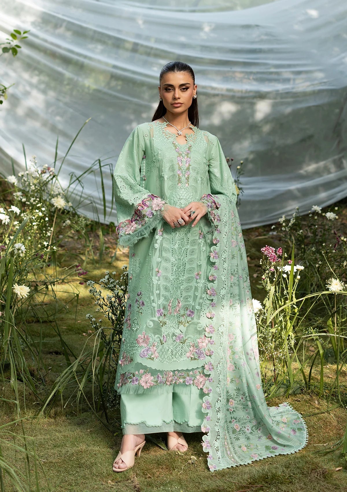 Premium 3-Piece Embroidered Dhanak Collection