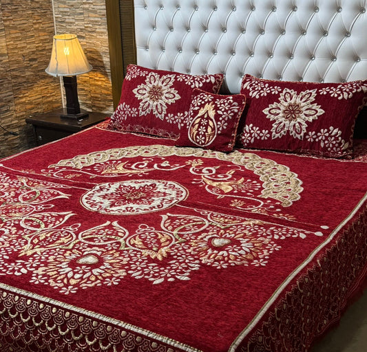 4 piece velvet jacquard bedsheet