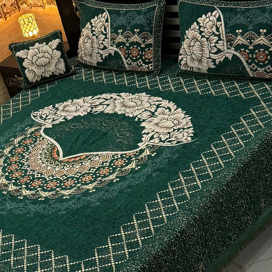 4 pc velvet jacquard bedsheet