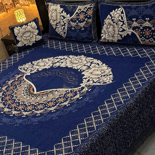 4 pc velvet jacquard bedsheet