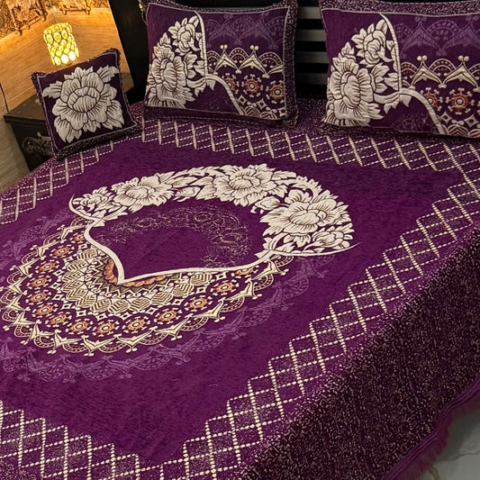 4 pc velvet jacquard bedsheet