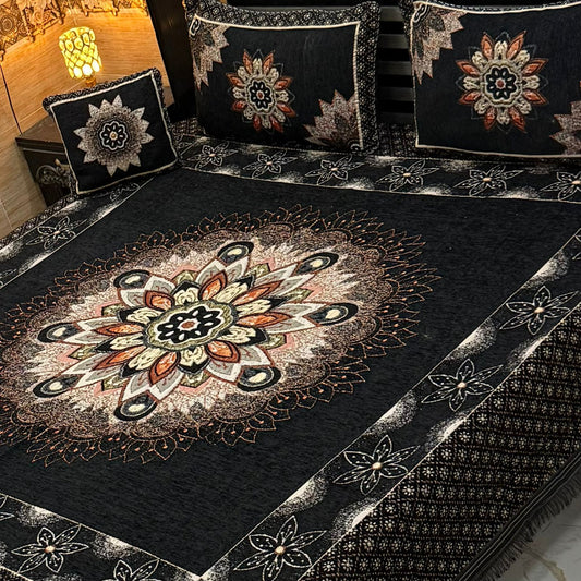 4 pc velvet jacquard bedsheet