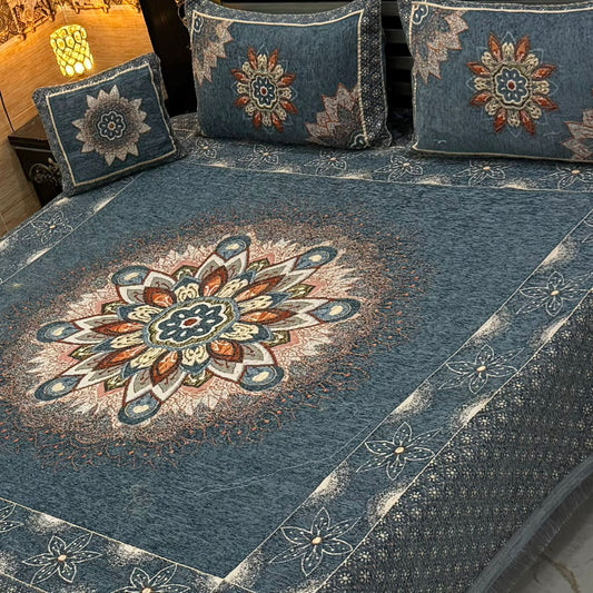 4 pc velvet jacquard bedsheet