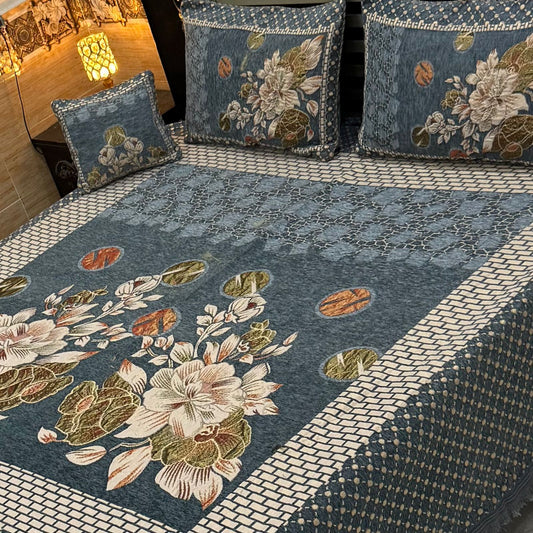 4 pc velvet jacquard bedsheet