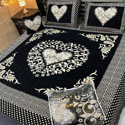 4 pc velvet jacquard bedsheet