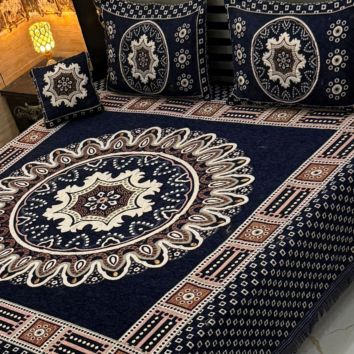 4 pc velvet jacquard bedsheet