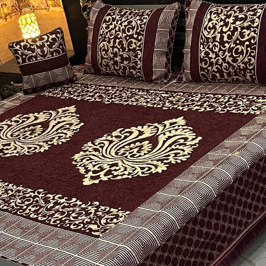 4 pc velvet jacquard bedsheet