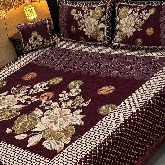 4 pc velvet jacquard bedsheet